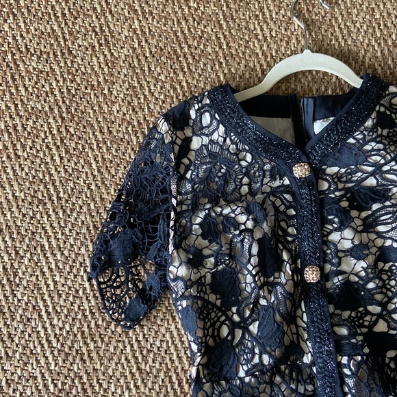 Black lace button up dress with gold buttons - Picture 4 of 4